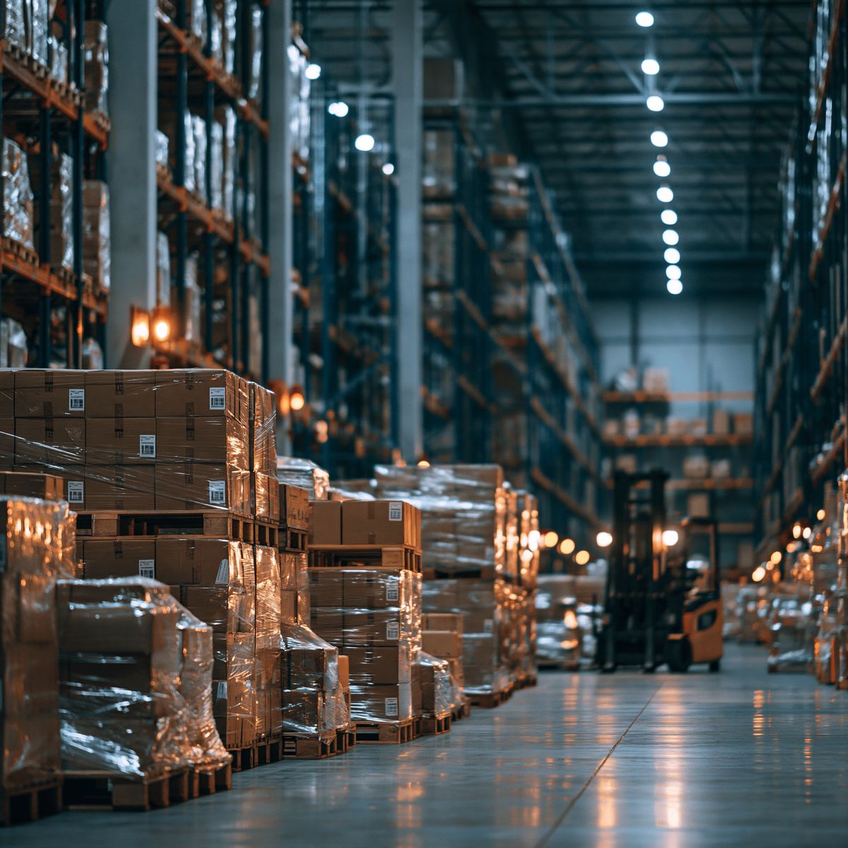 Warehouse with pallets ready for delivery