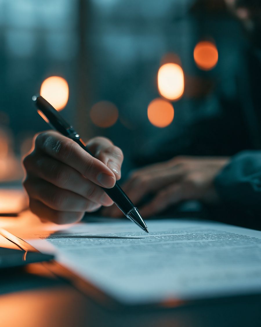 Contract review on a desk